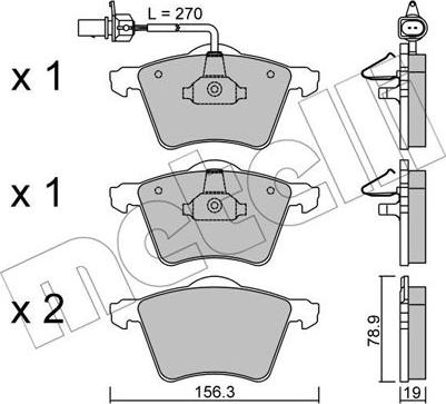 Metelli 22-0550-0 - Kit de plaquettes de frein, frein à disque cwaw.fr