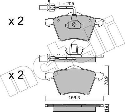 Metelli 22-0550-1 - Kit de plaquettes de frein, frein à disque cwaw.fr