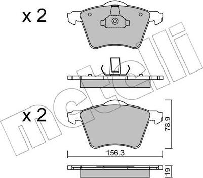 Metelli 22-0550-2 - Kit de plaquettes de frein, frein à disque cwaw.fr