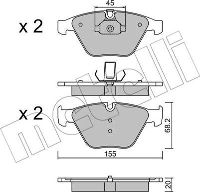 Metelli 22-0558-8 - Kit de plaquettes de frein, frein à disque cwaw.fr