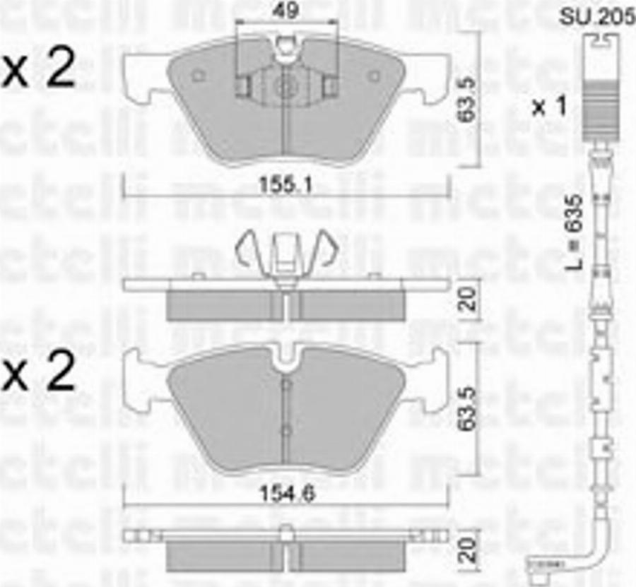 Metelli 22-0557-5K - Kit de plaquettes de frein, frein à disque cwaw.fr