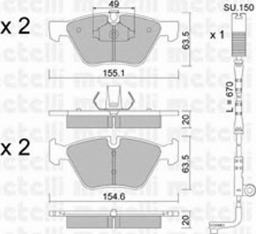 Metelli 22-0557-0K - Kit de plaquettes de frein, frein à disque cwaw.fr