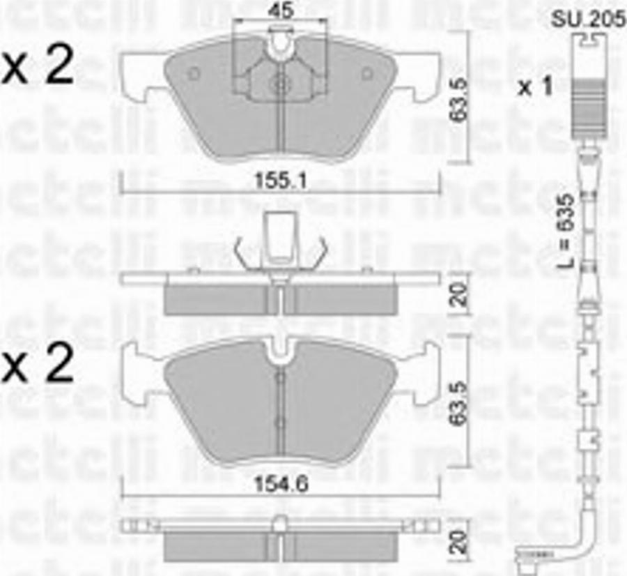 Metelli 22-0557-3K - Kit de plaquettes de frein, frein à disque cwaw.fr