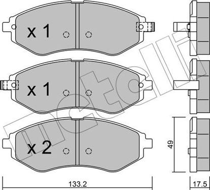 Metelli 22-0508-1 - Kit de plaquettes de frein, frein à disque cwaw.fr