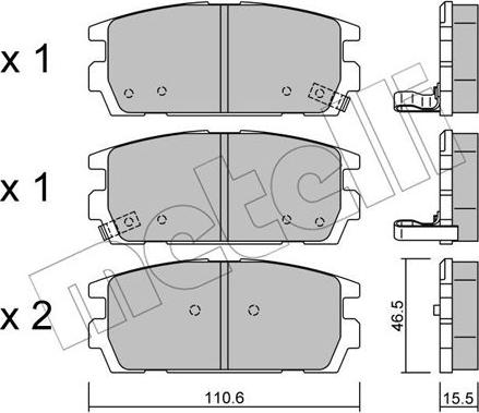 Metelli 22-0507-0 - Kit de plaquettes de frein, frein à disque cwaw.fr