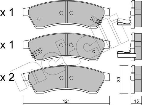 Metelli 22-0510-1 - Kit de plaquettes de frein, frein à disque cwaw.fr