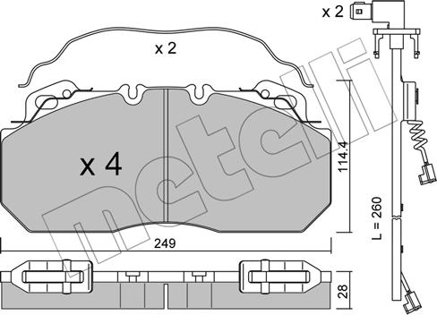 Metelli 22-0589-0K - Kit de plaquettes de frein, frein à disque cwaw.fr