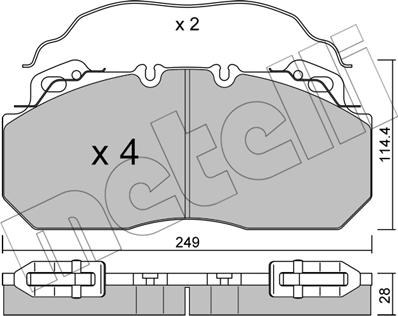 Metelli 22-0589-0 - Kit de plaquettes de frein, frein à disque cwaw.fr