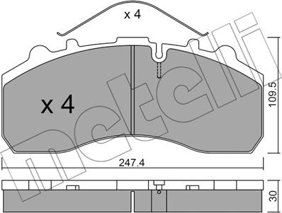 Metelli 22-0585-0 - Kit de plaquettes de frein, frein à disque cwaw.fr