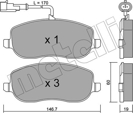 Metelli 22-0530-1 - Kit de plaquettes de frein, frein à disque cwaw.fr