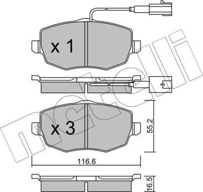 Metelli 22-0528-1 - Kit de plaquettes de frein, frein à disque cwaw.fr