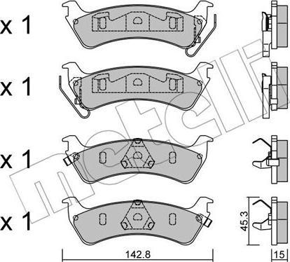 Metelli 22-0527-0 - Kit de plaquettes de frein, frein à disque cwaw.fr