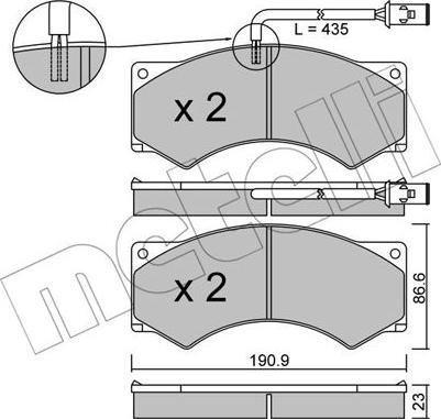 Metelli 22-0579-1 - Kit de plaquettes de frein, frein à disque cwaw.fr