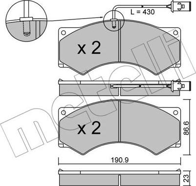 Metelli 22-0579-2 - Kit de plaquettes de frein, frein à disque cwaw.fr