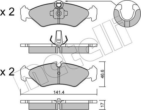 Metelli 22-0571-1 - Kit de plaquettes de frein, frein à disque cwaw.fr