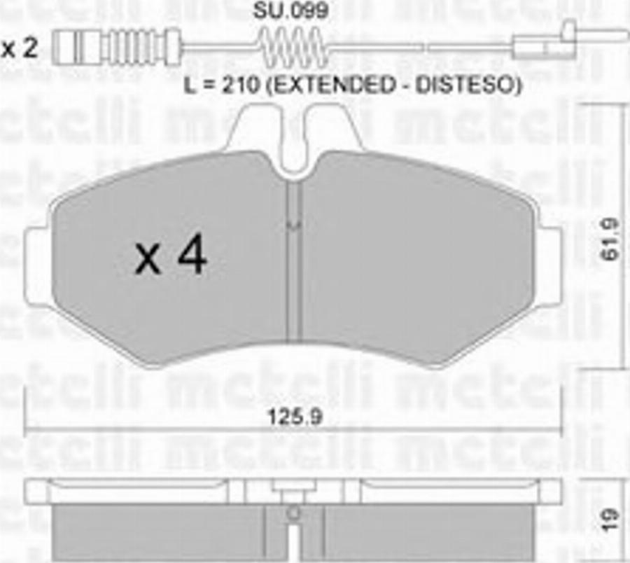 Metelli 22-0572-0K - Kit de plaquettes de frein, frein à disque cwaw.fr