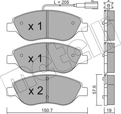 Metelli 22-0577-0 - Kit de plaquettes de frein, frein à disque cwaw.fr