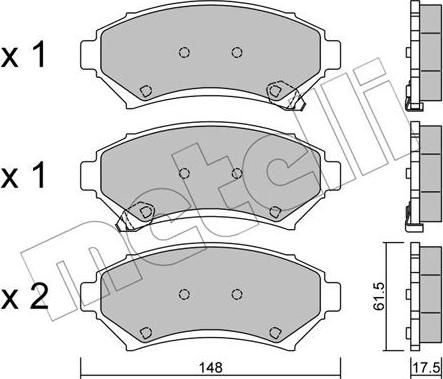 Metelli 22-0696-0 - Kit de plaquettes de frein, frein à disque cwaw.fr