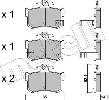 Metelli 22-0691-1 - Kit de plaquettes de frein, frein à disque cwaw.fr