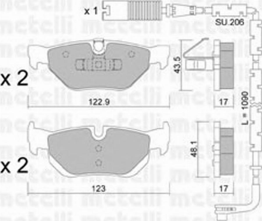 Metelli 22-0642-0K - Kit de plaquettes de frein, frein à disque cwaw.fr