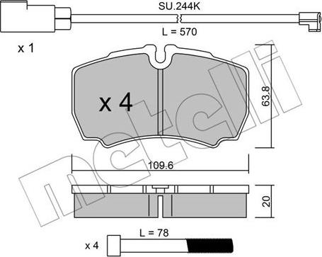 Metelli 22-0604-2K - Kit de plaquettes de frein, frein à disque cwaw.fr