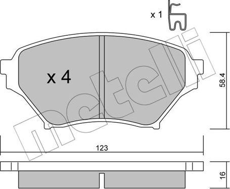 Metelli 22-0607-0 - Kit de plaquettes de frein, frein à disque cwaw.fr