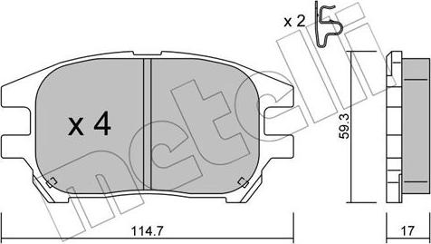 Metelli 22-0617-0 - Kit de plaquettes de frein, frein à disque cwaw.fr