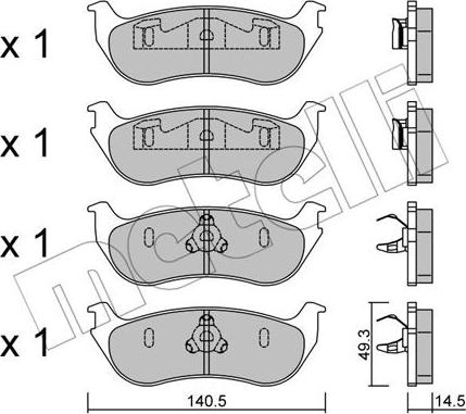 Metelli 22-0687-0 - Kit de plaquettes de frein, frein à disque cwaw.fr