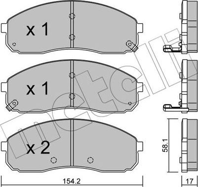 Metelli 22-0631-0 - Kit de plaquettes de frein, frein à disque cwaw.fr