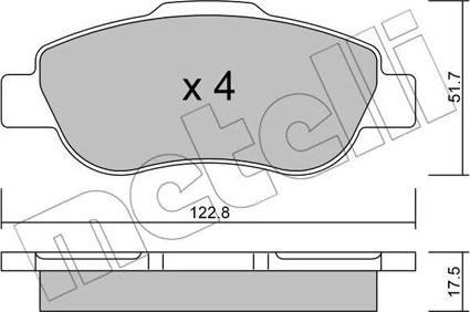 Metelli 22-0638-0 - Kit de plaquettes de frein, frein à disque cwaw.fr