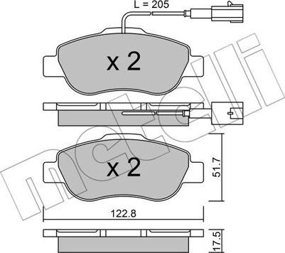 Metelli 22-0638-2 - Kit de plaquettes de frein, frein à disque cwaw.fr