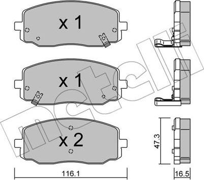 Metelli 22-0629-0 - Kit de plaquettes de frein, frein à disque cwaw.fr