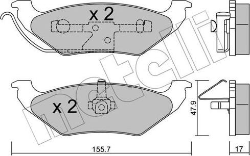 Metelli 22-0624-0 - Kit de plaquettes de frein, frein à disque cwaw.fr