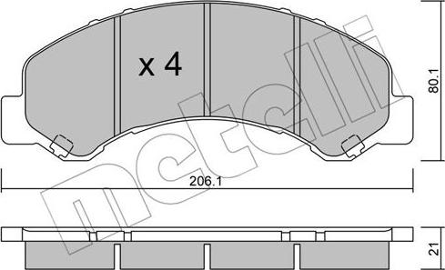 Metelli 22-0621-0 - Kit de plaquettes de frein, frein à disque cwaw.fr