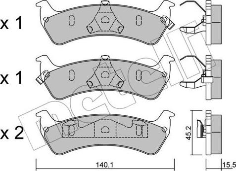 Metelli 22-0628-0 - Kit de plaquettes de frein, frein à disque cwaw.fr