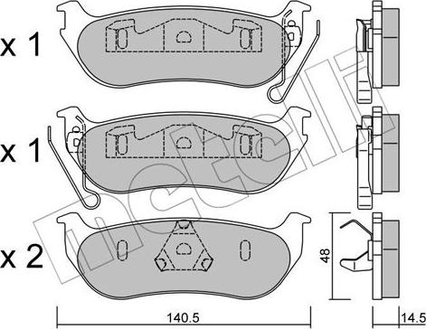 Metelli 22-0627-0 - Kit de plaquettes de frein, frein à disque cwaw.fr