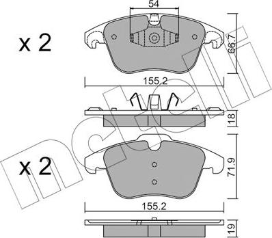 Metelli 22-0675-7 - Kit de plaquettes de frein, frein à disque cwaw.fr