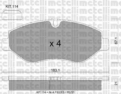 Metelli 22-0671-2 - Kit de plaquettes de frein, frein à disque cwaw.fr