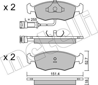 Metelli 22-0094-0 - Kit de plaquettes de frein, frein à disque cwaw.fr