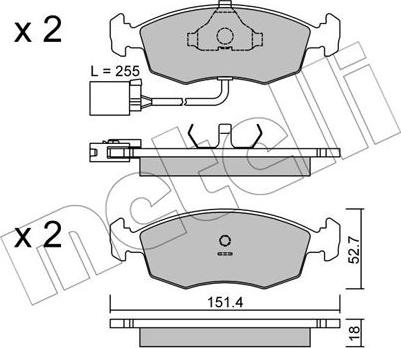 Metelli 22-0094-1 - Kit de plaquettes de frein, frein à disque cwaw.fr