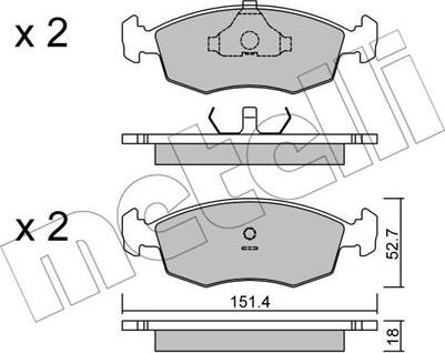 Metelli 22-0094-2 - Kit de plaquettes de frein, frein à disque cwaw.fr