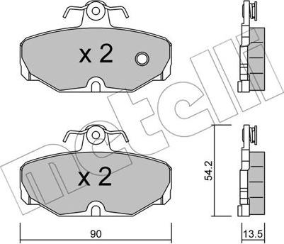 Metelli 22-0095-0 - Kit de plaquettes de frein, frein à disque cwaw.fr