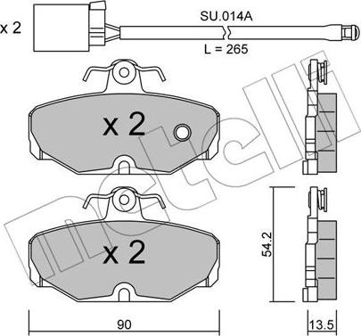 Metelli 22-0095-1K - Kit de plaquettes de frein, frein à disque cwaw.fr