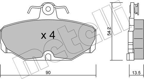 Metelli 22-0095-2 - Kit de plaquettes de frein, frein à disque cwaw.fr