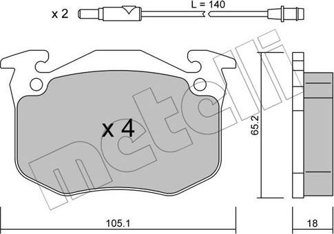 Metelli 22-0090-0 - Kit de plaquettes de frein, frein à disque cwaw.fr