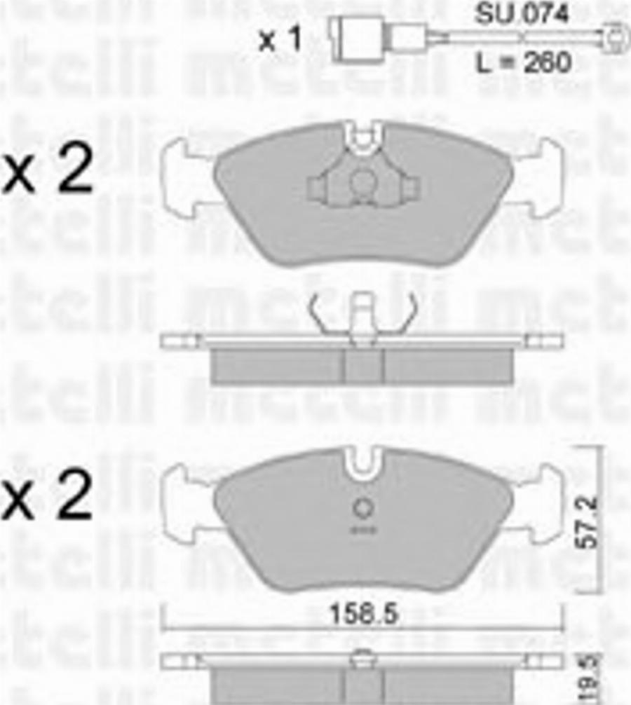 Metelli 22-0091-0K - Kit de plaquettes de frein, frein à disque cwaw.fr