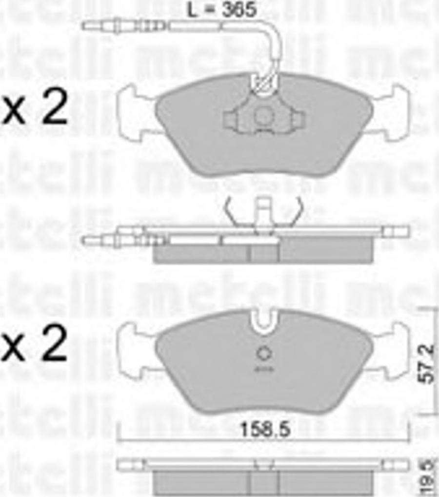 Metelli 2200912 - Kit de plaquettes de frein, frein à disque cwaw.fr