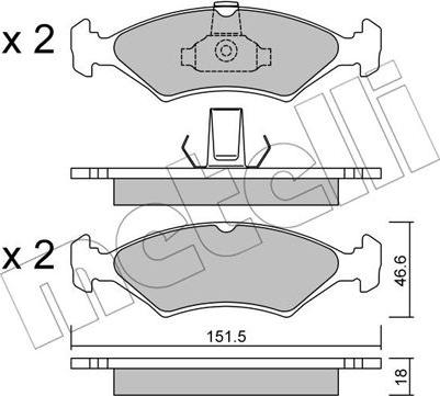 Metelli 22-0093-0 - Kit de plaquettes de frein, frein à disque cwaw.fr