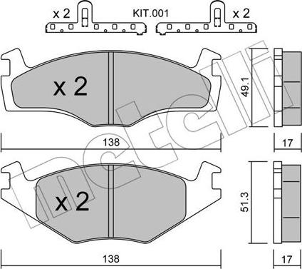 Metelli 22-0045-2K - Kit de plaquettes de frein, frein à disque cwaw.fr