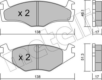 Metelli 22-0045-2 - Kit de plaquettes de frein, frein à disque cwaw.fr